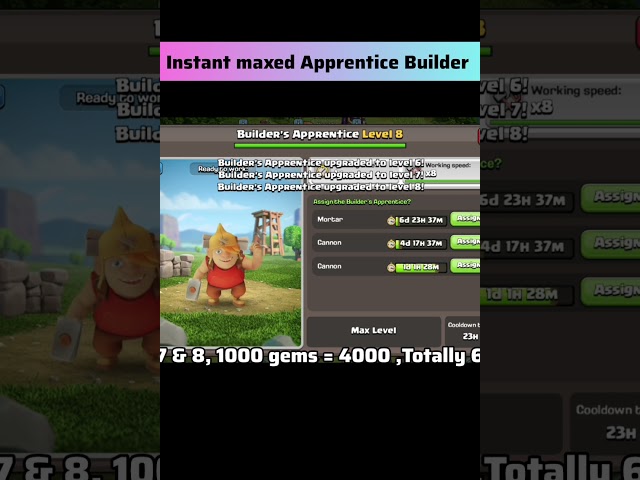 Instant maxed Apprentice Builder #gamingrascal #clashofclans #shorts