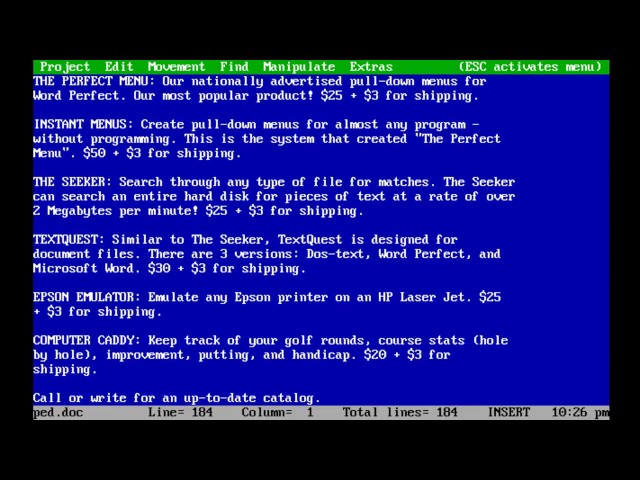 MS DOS Word Processors