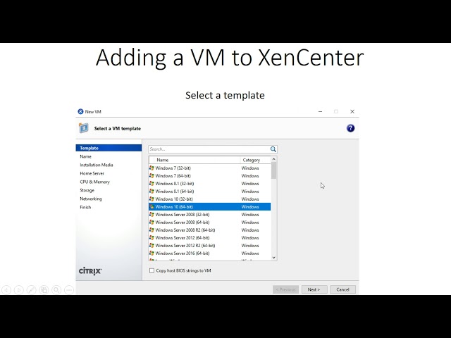 5   Connect XenCenter to a XenServer and create a Virtual Machine VM on XenServer