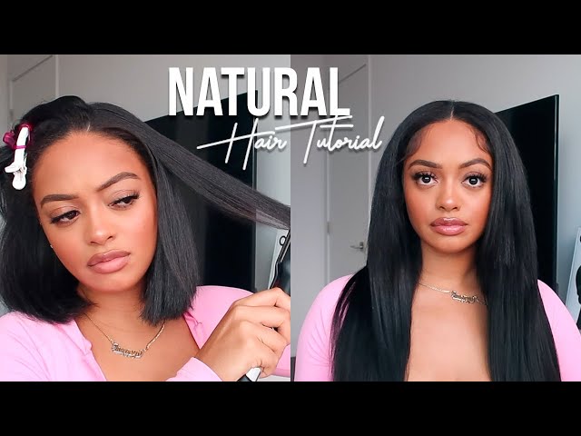 HOW I STRAIGHTEN MY NATURAL HAIR W/ NO HEAT DAMAGE | FT. CURLS QUEEN CLIP-INS INSTALL