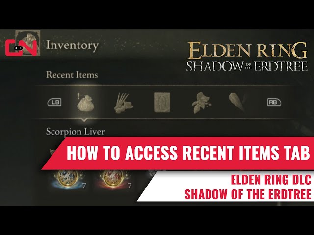 How to Access the Recent Items Tab in Elden Ring Shadow of the Erdtree