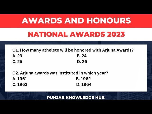 Arjuna Awards 2023 Winners| Important Questions on National Awards 2023| Awards & Honours 2023| GK