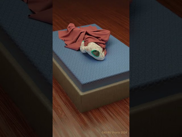 Invisible Girl in Bed with Blanket | C4D Cloth Simulation | #Shorts | Test Render