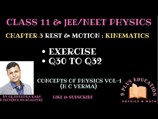 Class 11 Physics Chapter 3 | Rest & Motion : Kinematics | Exercise Q30 & Q32