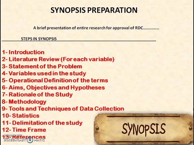 Steps in Synopsis Presentation