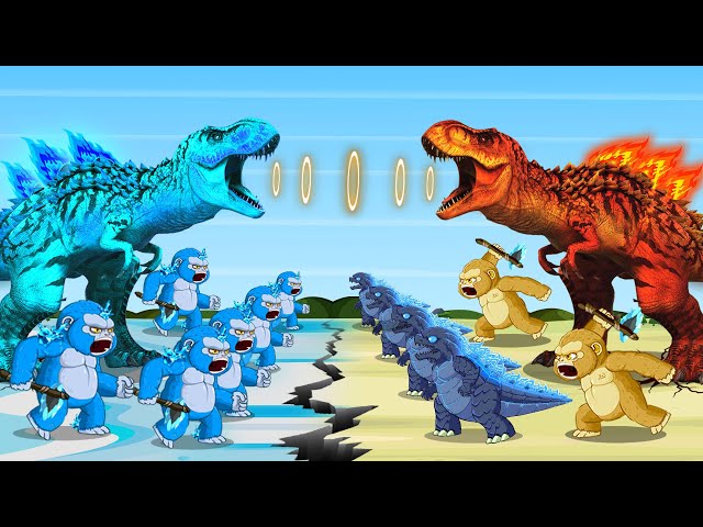 Team Godzilla & Kong, Dinosaur Fire Vs Team Kong Ice & Dinosaur Ice: Who Will Win?! Godzilla Cartoon