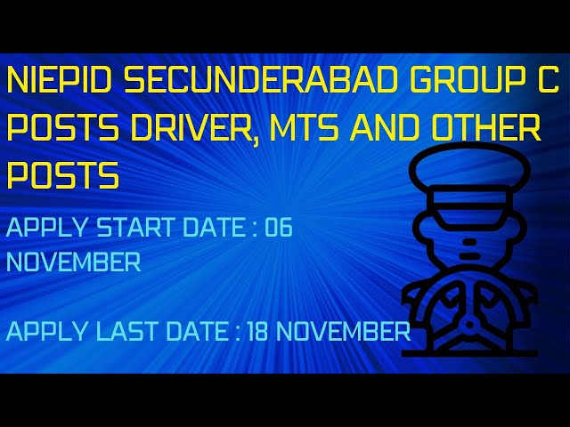 NIEPID Secunderabad Group C posts Driver, MTS and Other Posts#driver #drivereducation #driverexam