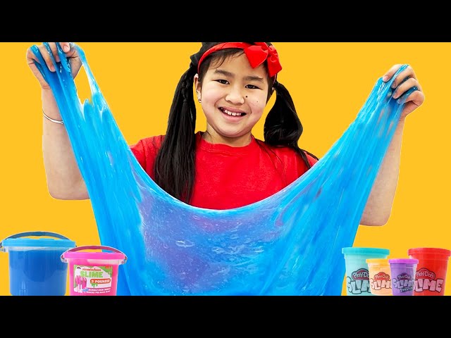 Jannie and Alex Pretend Play Make a Giant Colorful Slime | Fun Kids Video