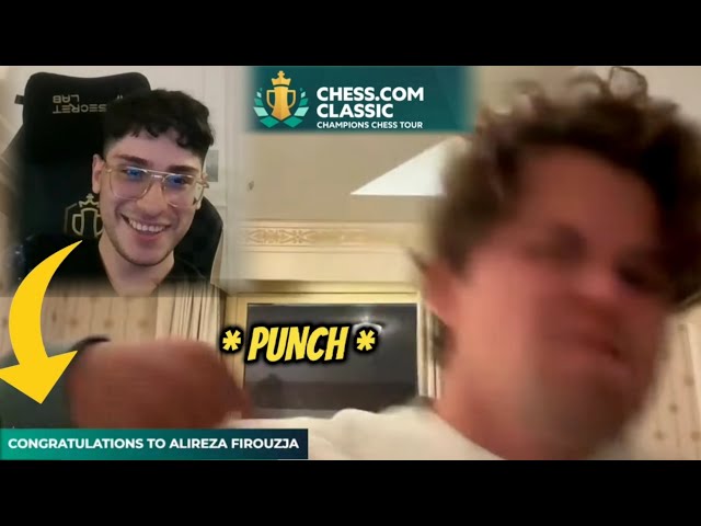 Magnus Carlsen being so Angry & Punched Alireza Firouzja in the Camera after becoming the CHAMPION