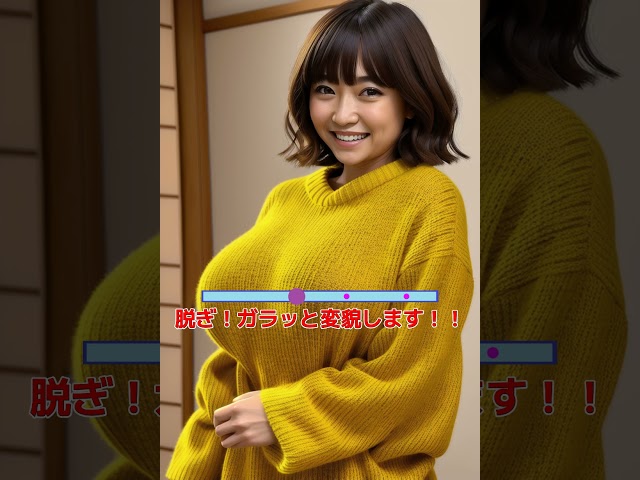 AI with a short cut wearing a yellow sweater. 黄色セーターのショートアイちゃん。 #これがこう #ピタ止めチャレンジ #ピタ止め #美女 #shorts