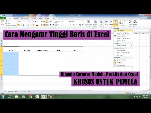 Cara Mudah Mengatur Tinggi Baris di Excel 2010