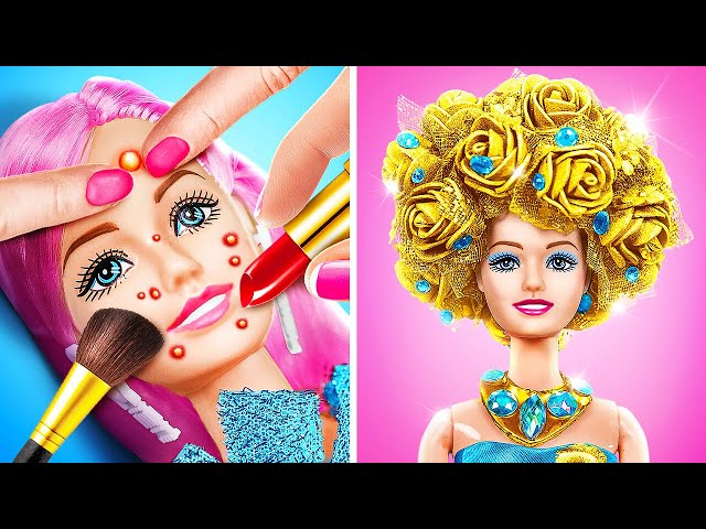 RICH vs POOR BARBIE DOLL MAKEOVER 💕 New DIYs & Crafts for Dolls by 123 GO!