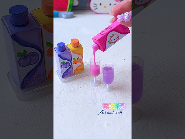 Mini juice set 🍊🫐🧃 (miniature craft) #shorts #tonniartandcraft #love #diy #craft #youtubeshorts #art