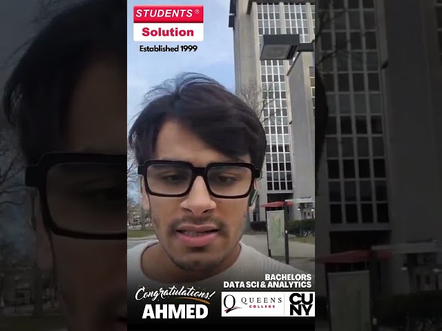 Ahmed enrolled for City University New York Queens College in 2024 #studyinusa #studentssolution