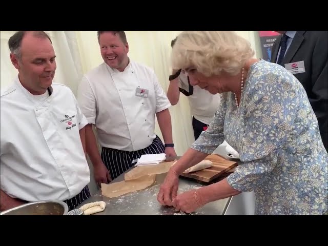 Camilla Duchess Of Cornwall Demonstrates HOW To Make A Ginsters Pie! Royal Visit South West 2019