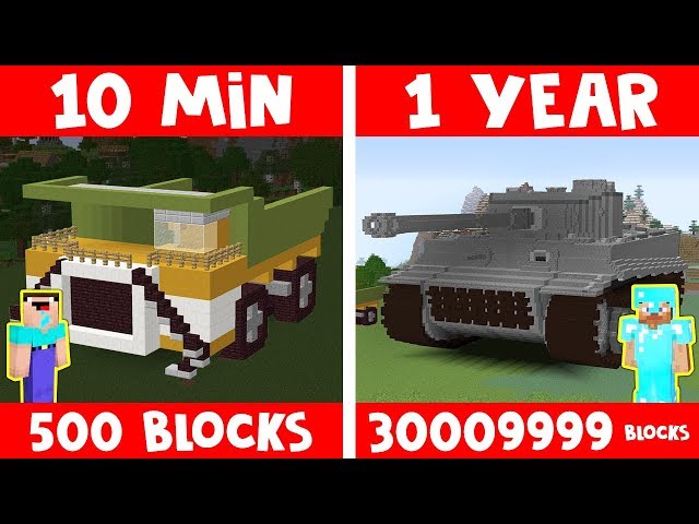 Minecraft NOOB vs PRO TRUCK and HUGE TANK BUILD CHALLENGE in Minecraft / Funny Animation