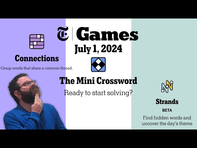NYT Connections, Mini Crossword, and Strands | July 1, 2024
