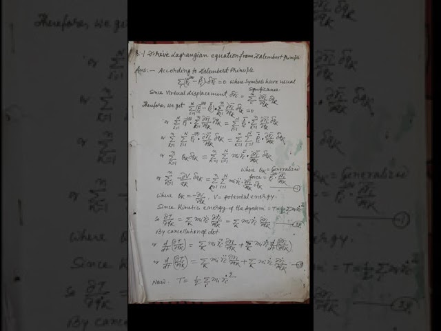 Lagrangian Equation Form D'Alembert Principle