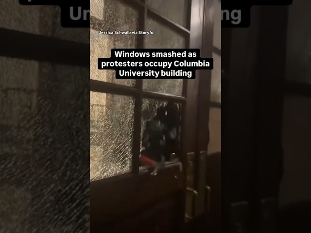 Windows smashed as protesters occupy Columbia University building #shorts