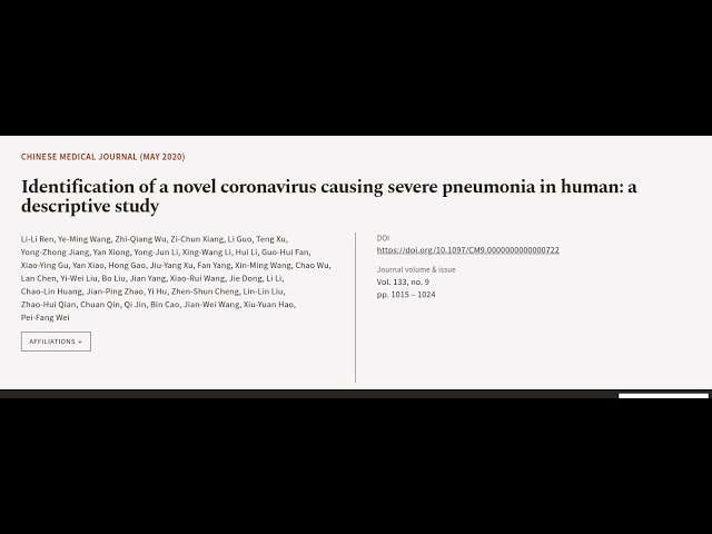 Identification of a novel coronavirus causing severe pneumonia in human: a descriptiv... | RTCL.TV