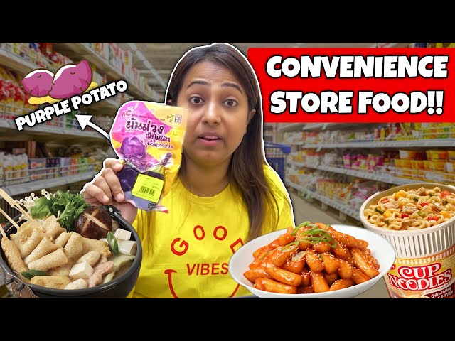 I only ate Convenience Store Food! Fish Cake Soup, Purple Potato & snack mukbang in Bangkok!