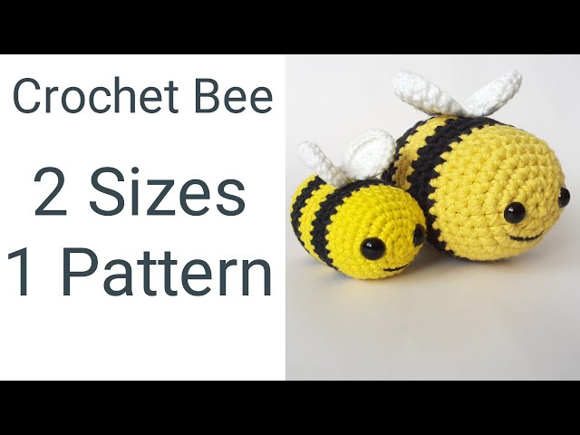Crochet Bee Tutorial, Crochet Bumble Bee, How To Crochet A Bee, Crochet Small Bee, Crochet Large Bee