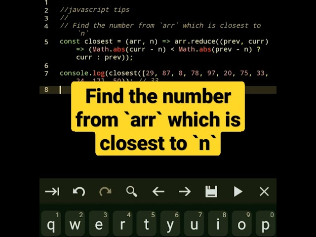 Find the number from `arr` which is closest to `n` | javascript tutorial #shorts #html #javascript