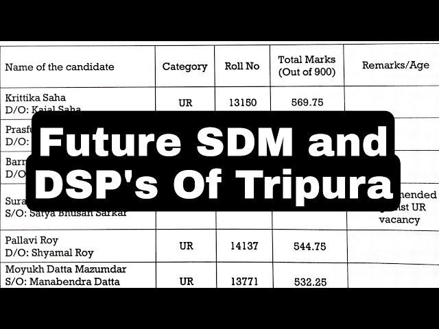 Tpsc tcs/tps gr-2 2021 result out||Sdm and DSP's of tripura