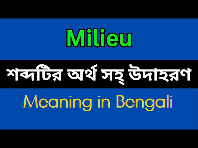 Milieu Meaning in Bengali/ Milieu Mane ki, Milieu Explain in Bengali