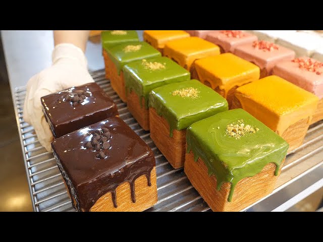 72-layer Cube Pastry with 6 kinds of Cream! - Korean Street Food [ASMR]