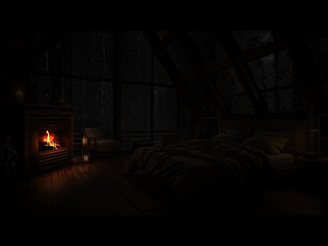 ⛈🔥 Sleep Better in a Cozy Bedroom with Relaxing Rain and Fireplace Sounds