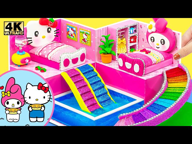 HOW TO BUILD A LARGE HOUSE FOR MELODY AND HELLO KITTY WITH POLYMER CLAY - DIY MINIATURE HOUSE