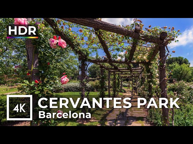 Discover Barcelona Hidden Rose Oasis: Enchanting Cervantes Park in 4K HDR | Virtual Walking Tour