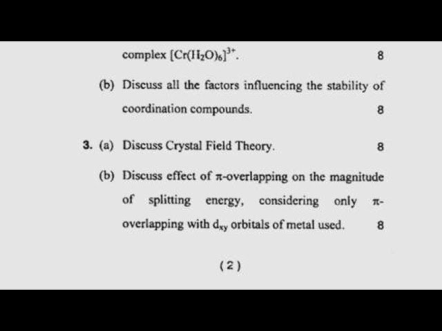 Mdu MSc Chemistry 2nd Sem Inorganic Chemistry II Question Paper