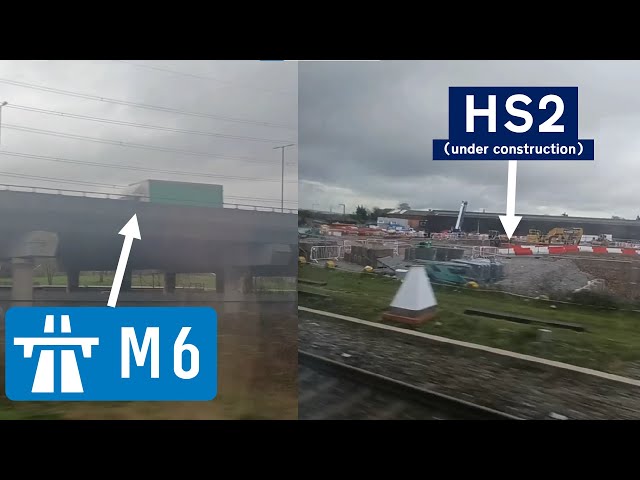 M6 and HS2 construction site from a train