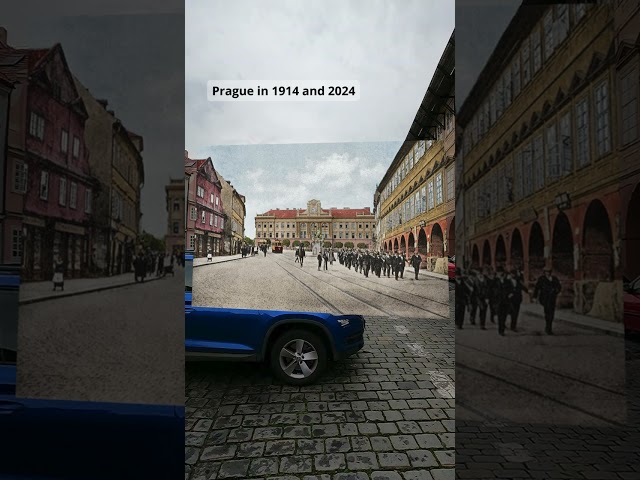 Prague in 1914 vs 2024: A Century of Transformation #praguehistory #europeanhistory #shorts