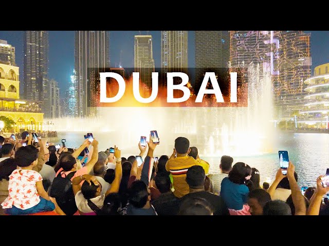 Dubai, Vereinigte Arabische Emirate. Grandiose Brunnen. Virtueller Spaziergang. 4K-HDR