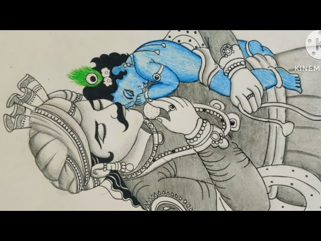 Nanda Maharaj and little Krishna drawing/ Father's day special drawing of Nanda Maharaj and krishna