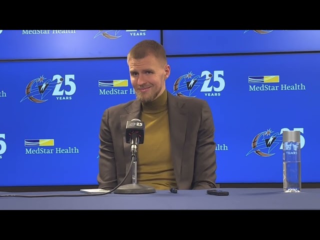 Kristaps Porzingis after the Washington Wizards fall to the Los Angeles Clippers
