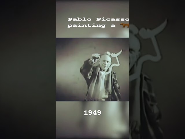 An original video of Pablo Picasso at work painting a "Bull" ; 1949
