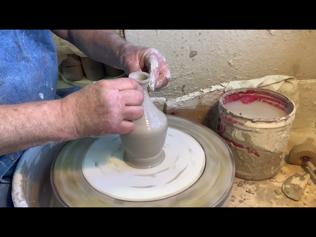 Beginner pottery, throwing narrow forms. Video5 of 10 on becoming a potter.