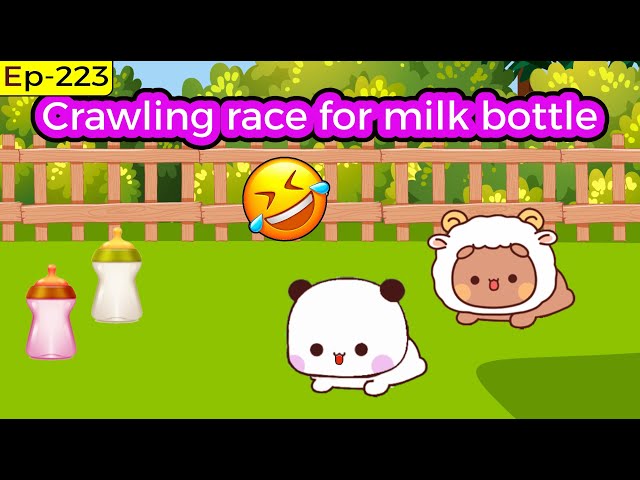 Bubu vs Dudu crawling race 😍 Part-1 | EP-223 | Gomu Peachu love story | kawaii  animation famous