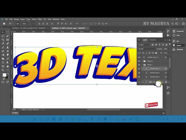 How to Make 3D Text in Photoshop, Photoshop Tutorial in Hindi