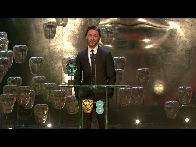 James McAvoy presenting Jack O'Connell The EE Rising Star Award at BAFTA 2015