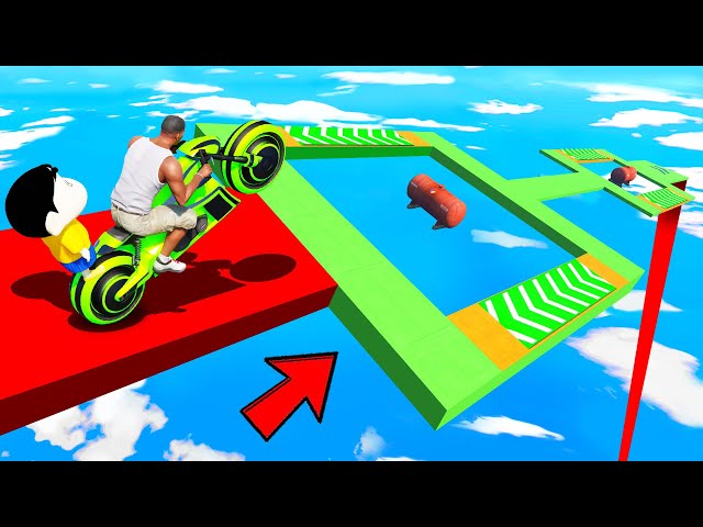 SHINCHAN AND FRANKLIN TRIED THE IMPOSSIBLE SQUARE OBSTACLES PARKOUR CHALLENGE GTA 5
