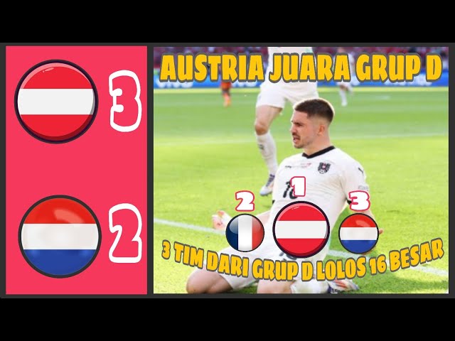 AUSTRIA TUNDUKAN BELANDA 3-2 | AUSTRIA JUARA GRUP D