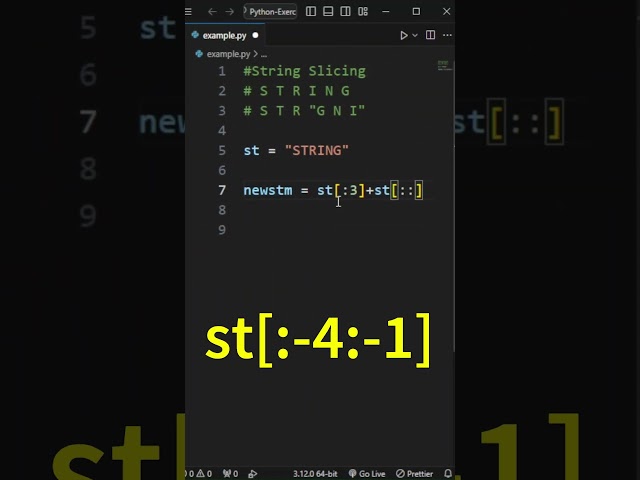 SECRET to FAANG | Python Expert in 90 seconds | String Slicing #shorts #python  #coding #ai