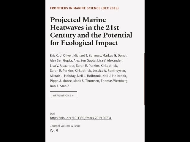 Projected Marine Heatwaves in the 21st Century and the Potential for Ecological Impact | RTCL.TV