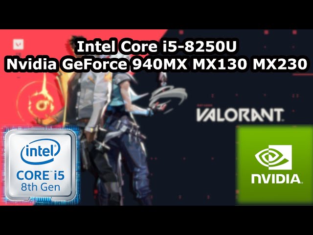 Intel Core i5-8250U \ 8GB RAM \ Nvidia GeForce 940MX MX130 MX230 Valorant @1080p low settings