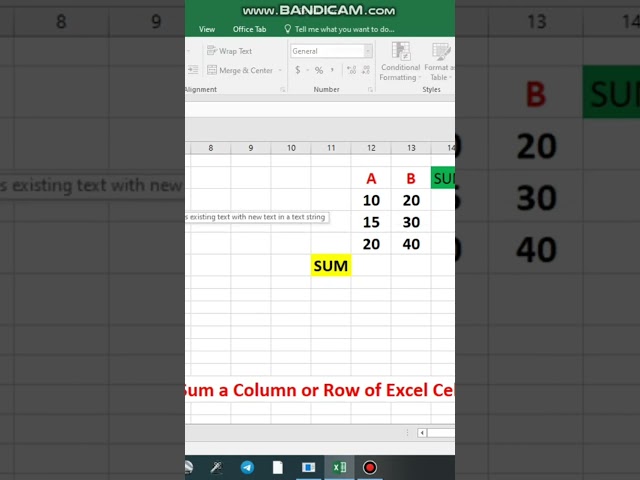 Sum in Excel